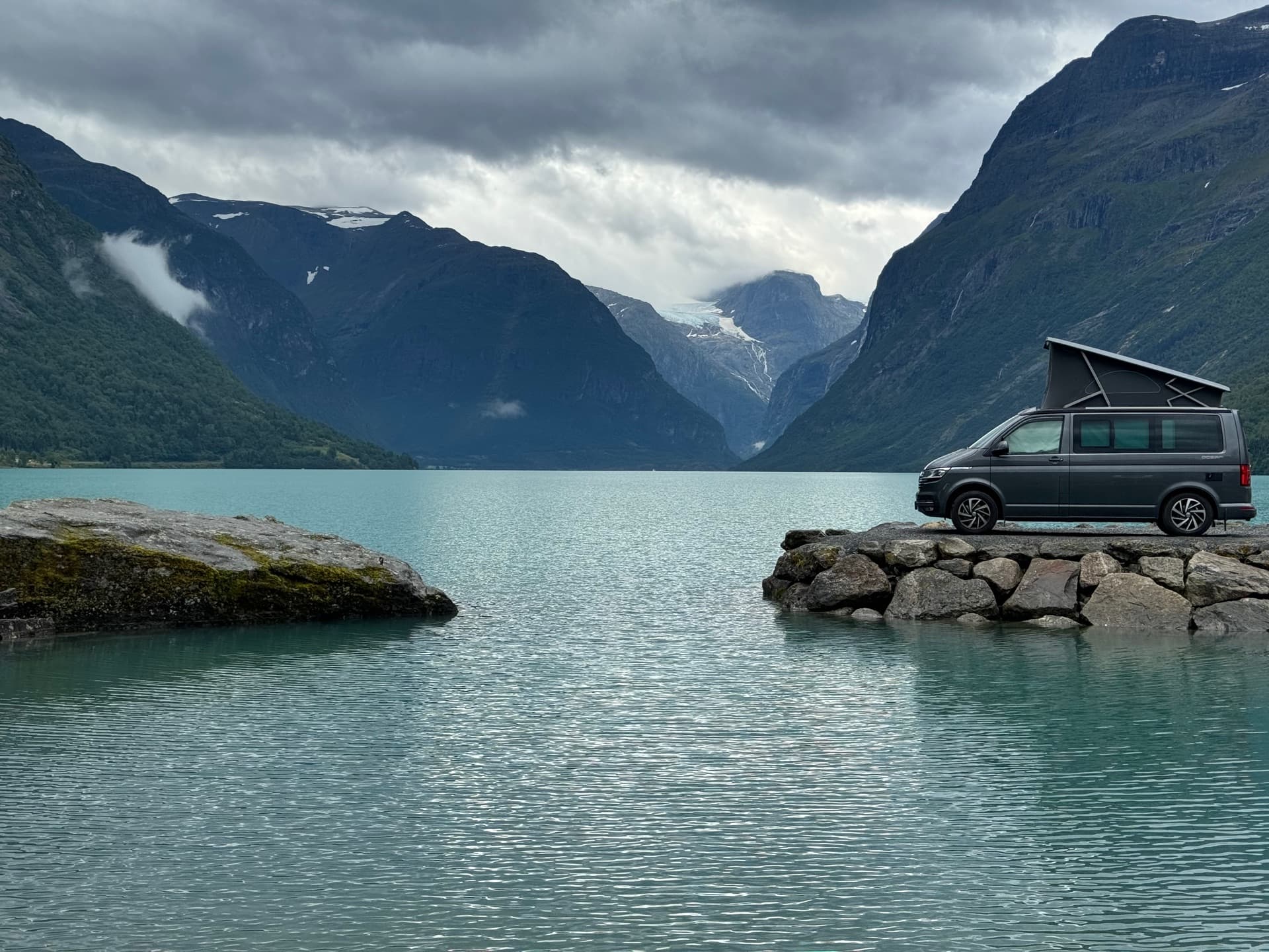 VW California at Norwegian fjord
